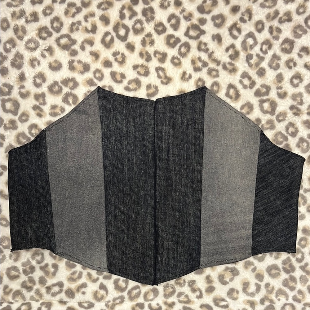 Black and Gray Striped Corset Top